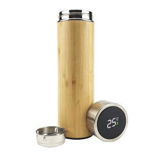 Bamboo Flask with Temperature Display - Image 3