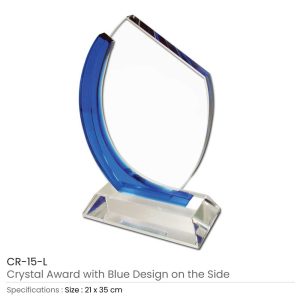 Crystal Awards with Blue Design on the side - Image 4