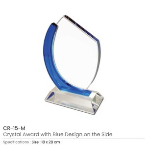 Crystal Awards with Blue Design on the side - Image 5
