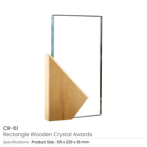 Rectangle Wooden Crystal Awards in Hardboard Box - Image 4