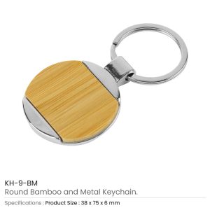 Round Bamboo & Metal Keychains - Image 5