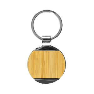 Round Bamboo & Metal Keychains - Image 6