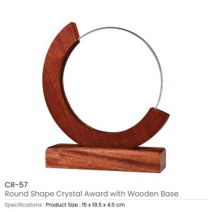 Round Moon Crystal Awards with Wooden Base - Image 4