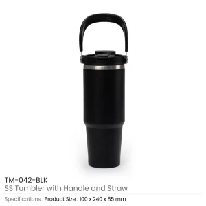 Steel Tumblers with Handle & Straw - Image 5
