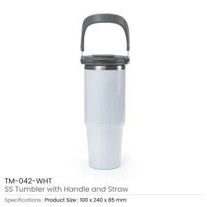 Steel Tumblers with Handle & Straw - Image 10